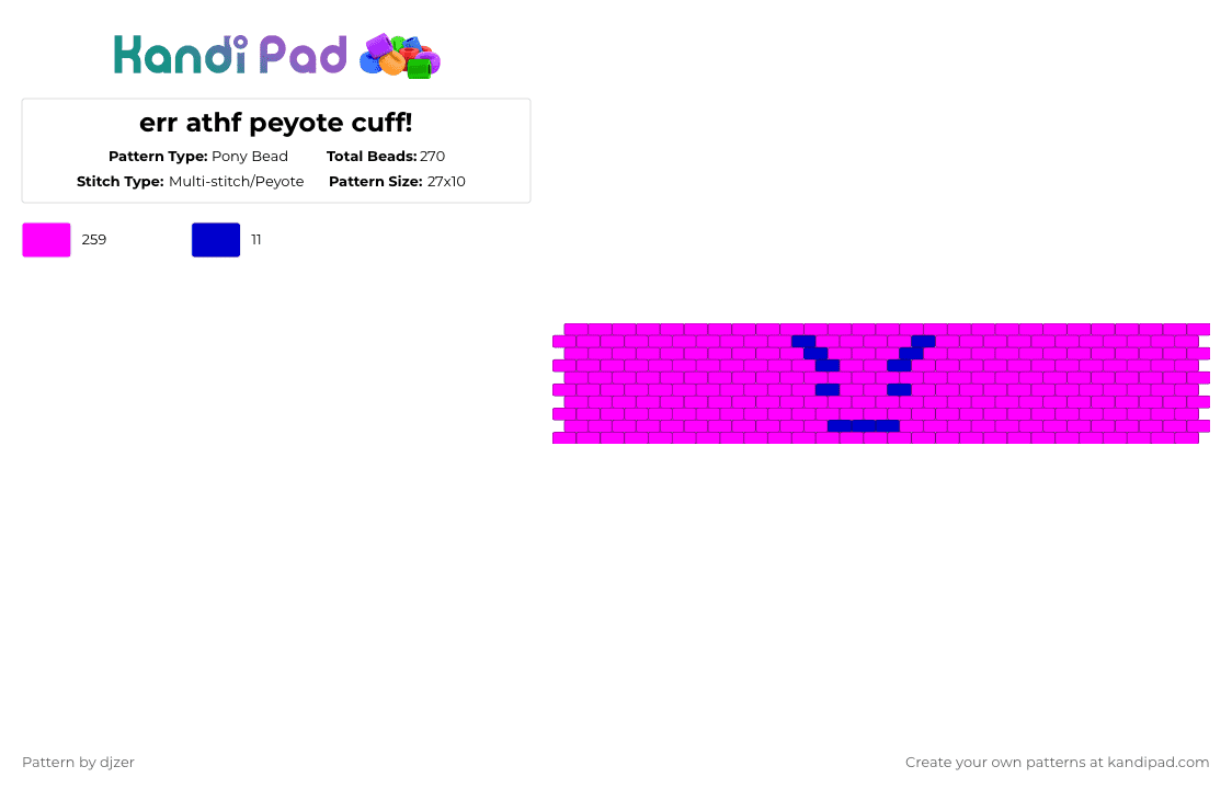 err athf peyote cuff! - Pony Bead Pattern by djzer on Kandi Pad - pink,athf,mooninites,aqua teen hunger force