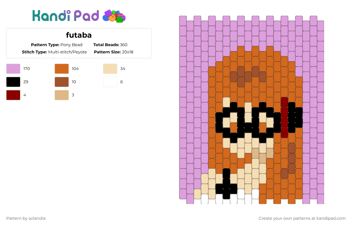 futaba - Pony Bead Pattern by azlandia on Kandi Pad - futaba, orange, persona, persona5, pink