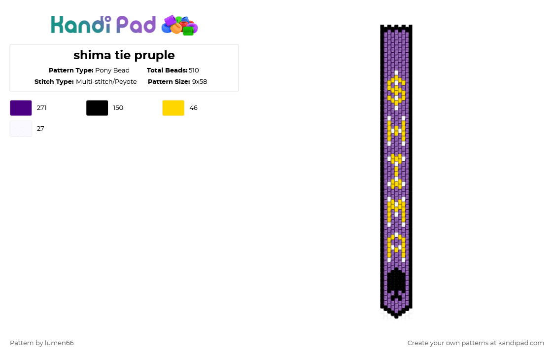 shima tie pruple - Pony Bead Pattern by lumen66 on Kandi Pad - purple