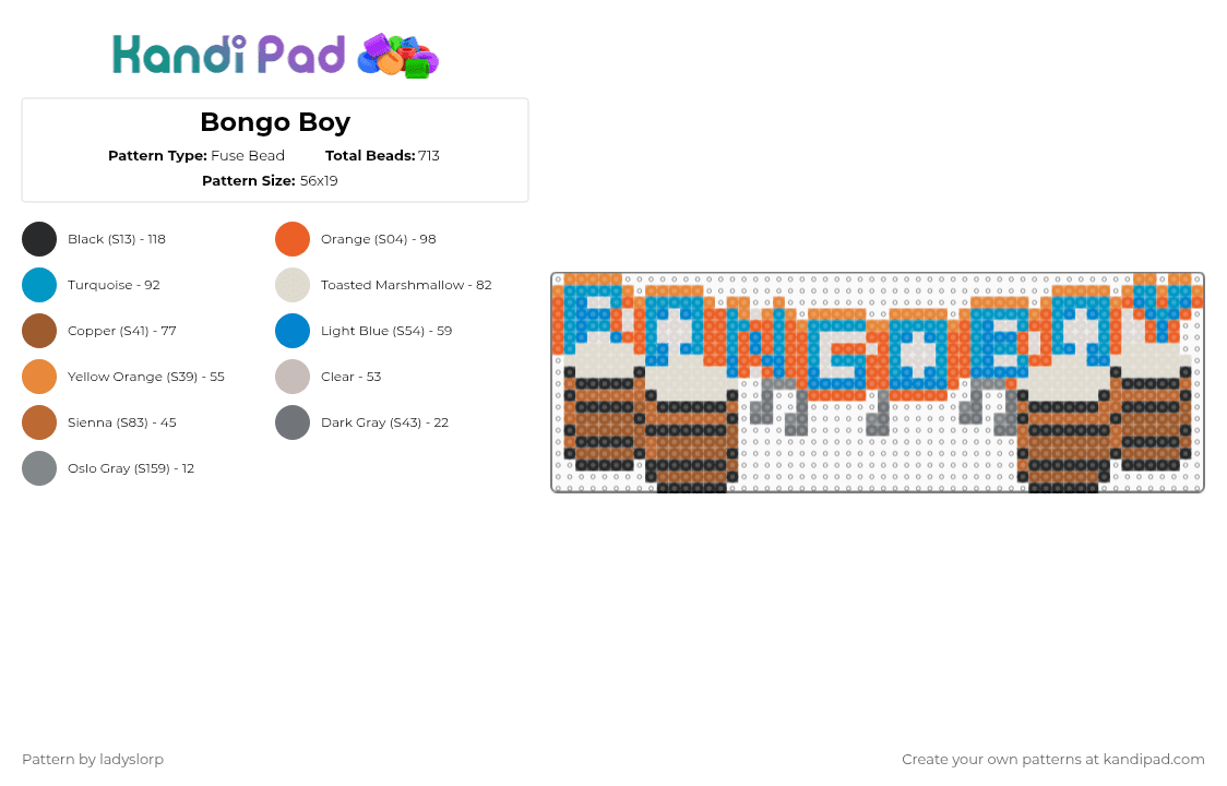 Bongo Boy Fuse Bead Pattern - Kandi Pad | Kandi Patterns, Fuse Bead ...