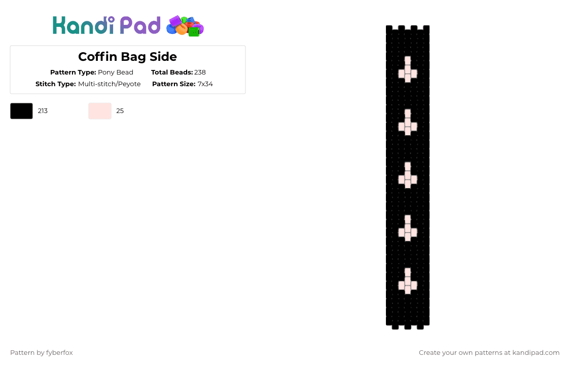 Coffin Bag Side - Pony Bead Pattern by fyberfox on Kandi Pad - black