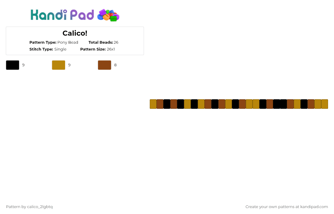 Calico! - Pony Bead Pattern by calico_2lgbtq on Kandi Pad - red,gold