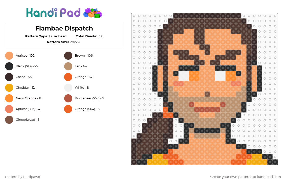 Flambae Dispatch - Fuse Bead Pattern by nerdpawd on Kandi Pad - brown,orange,dispatch,adhoc,flambae