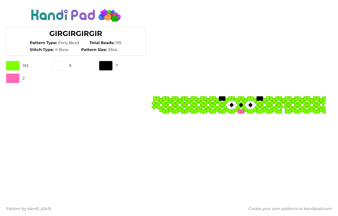GIRGIRGIRGIR - Pony Bead Pattern by k4nd1_43v3r on Kandi Pad - gir, green, invaderzim