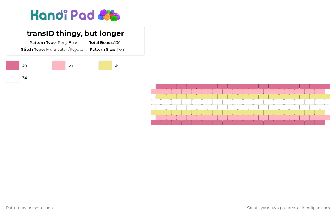 transID thingy, but longer - Pony Bead Pattern by proship-soda on Kandi Pad - 