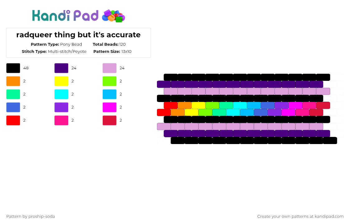radqueer thing but it\'s accurate - Pony Bead Pattern by proship-soda on Kandi Pad - black,purple,pink