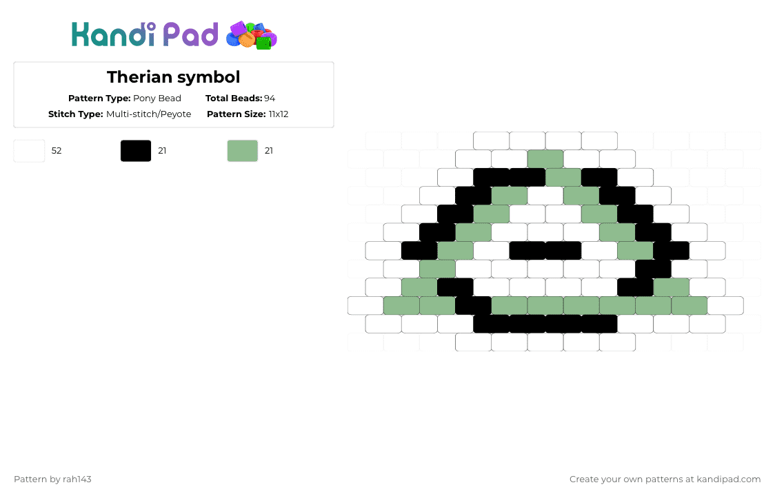 Therian symbol - Pony Bead Pattern by rah143 on Kandi Pad - white,teal