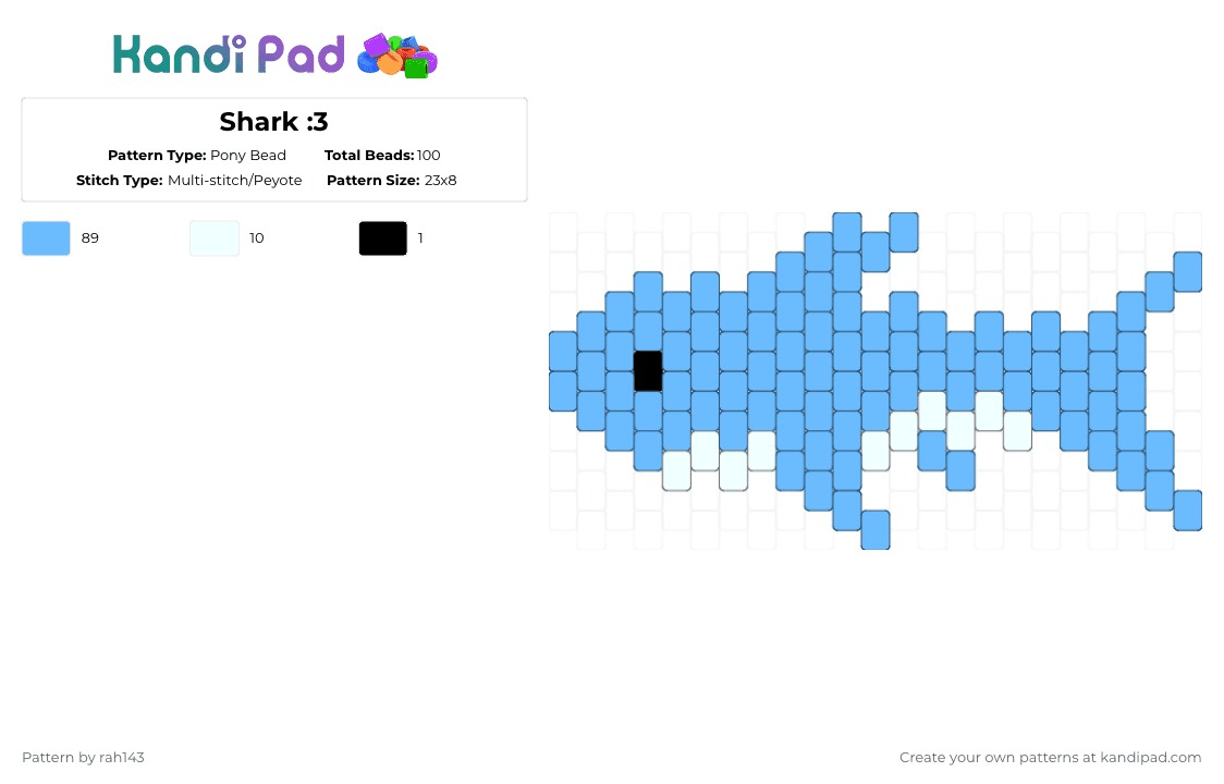 Shark :3 - Pony Bead Pattern by rah143 on Kandi Pad - light blue