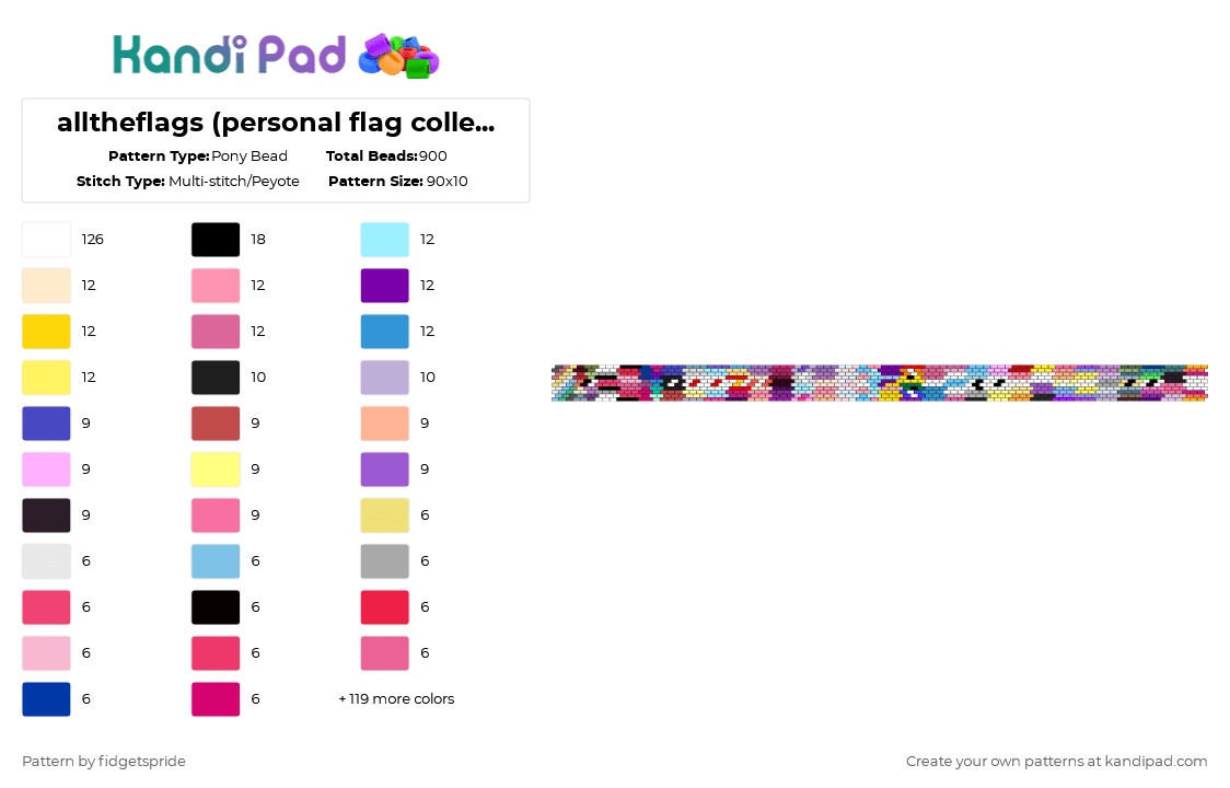 alltheflags (personal flag collection) - Pony Bead Pattern by fidgetspride on Kandi Pad - yellow,pink,purple,colorful,personal