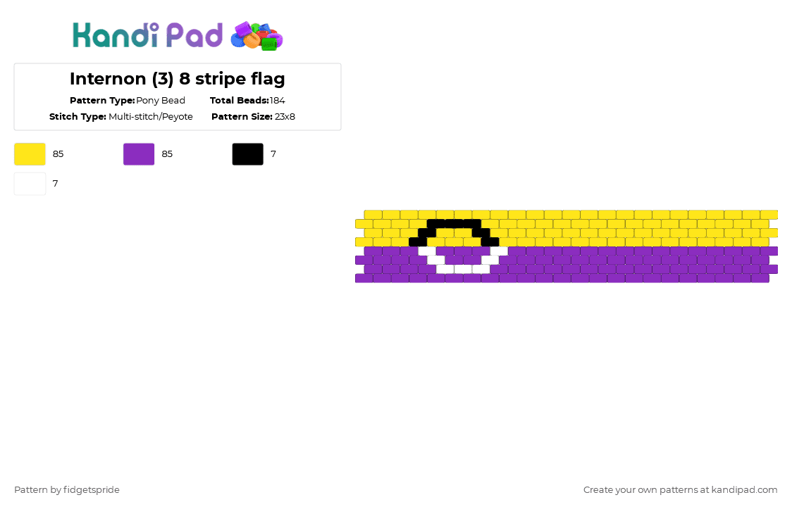 Internon (3) 8 stripe flag - Pony Bead Pattern by fidgetspride on Kandi Pad - yellow,purple,pride,pride flag,intersex,nonbinary,internon