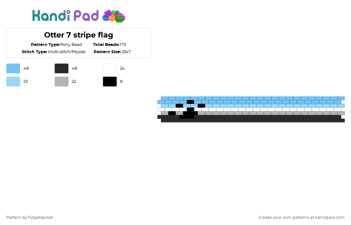 Otter 7 stripe flag - Pony Bead Pattern by fidgetspride on Kandi Pad - light blue,pride,pride flag,otter
