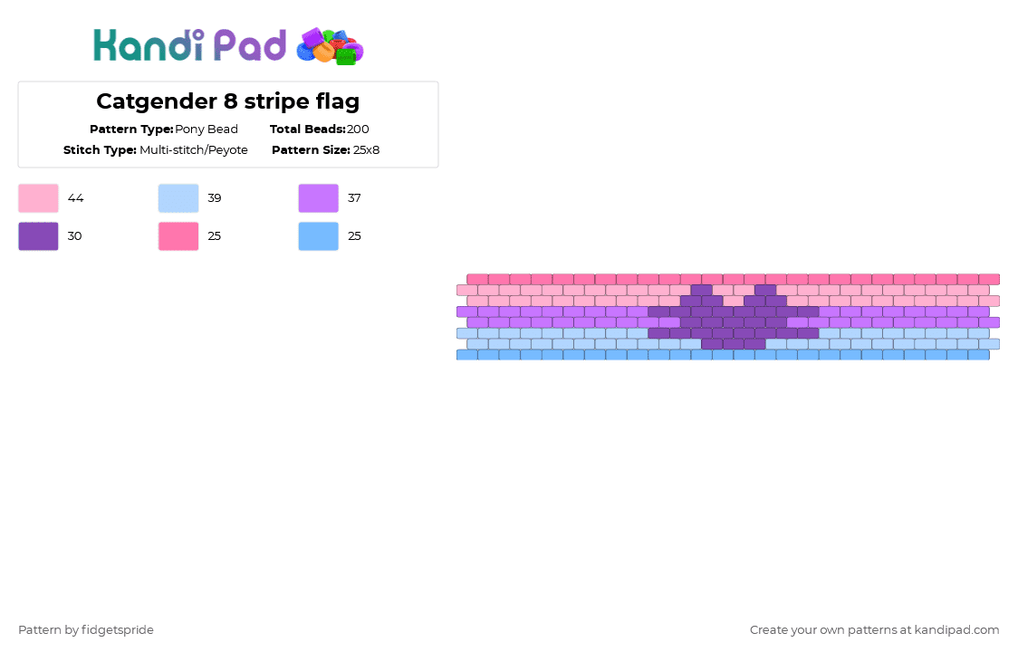 Catgender 8 stripe flag - Pony Bead Pattern by fidgetspride on Kandi Pad - pink,light blue,pride,pride flag,xenic,gender,xenogender,catgender