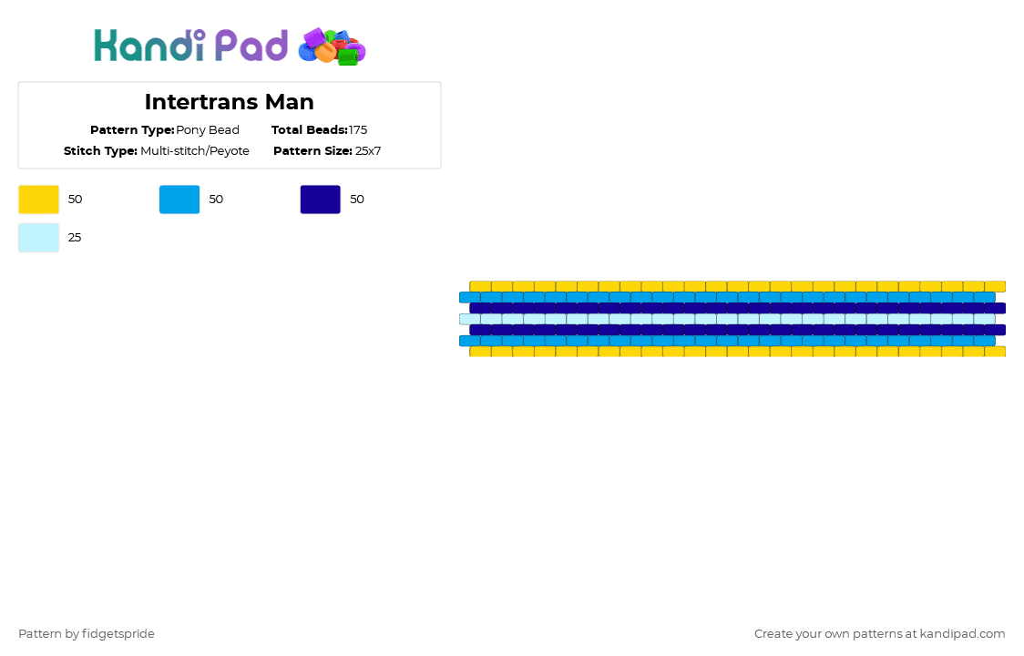 Intertrans Man 7 stripe flag - Pony Bead Pattern by fidgetspride on Kandi Pad - light blue,pride,pride flag,trans,transgender,intersex,intertrans,intertrans man