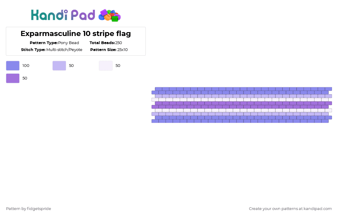 Exparmasculine 10 stripe flag - Pony Bead Pattern by fidgetspride on Kandi Pad - blue,pink,pride,pride flags,intersex,exparium,ispotrans,masc,masculine