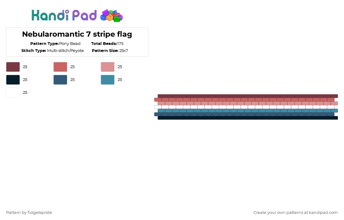 Nebularomantic 7 stripe flag - Pony Bead Pattern by fidgetspride on Kandi Pad - red,blue,colorful,pride,pride flag,nebularomantic