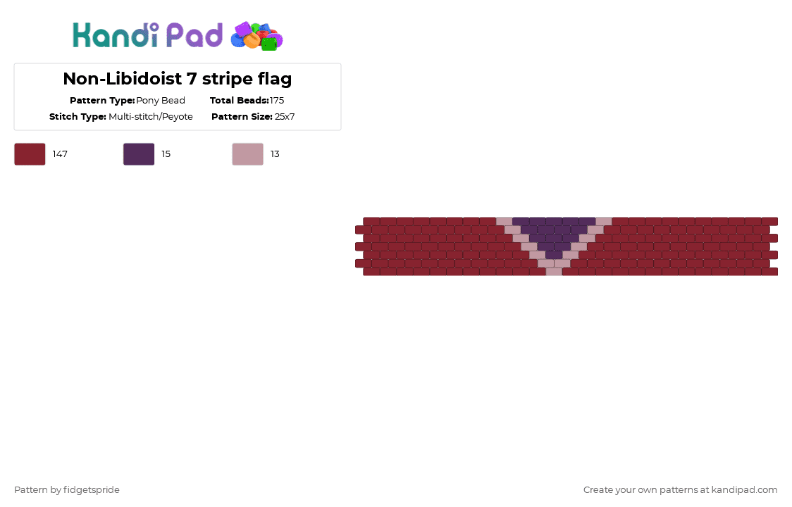 Non-Libidoist 7 stripe flag - Pony Bead Pattern by fidgetspride on Kandi Pad - brown,pride,pride flag,nonlibido,nonlibidoist