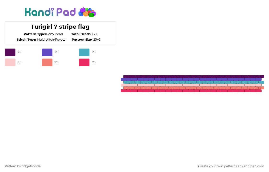 Turigirl 6 stripe flag - Pony Bead Pattern by fidgetspride on Kandi Pad - red,pride,pride flag,turian,turigirl