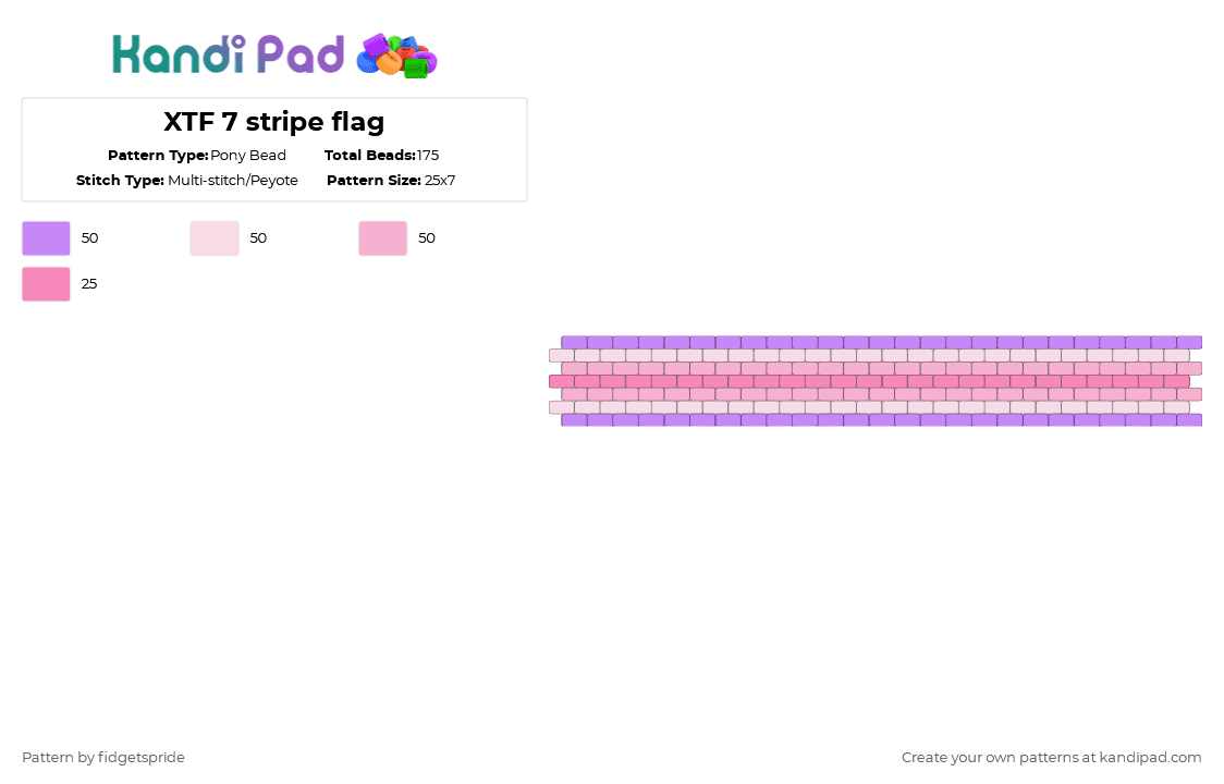 XTF 7 stripe flag - Pony Bead Pattern by fidgetspride on Kandi Pad - pink,white,pride,pride flag,trans,xtf,intersex,intersex to fem