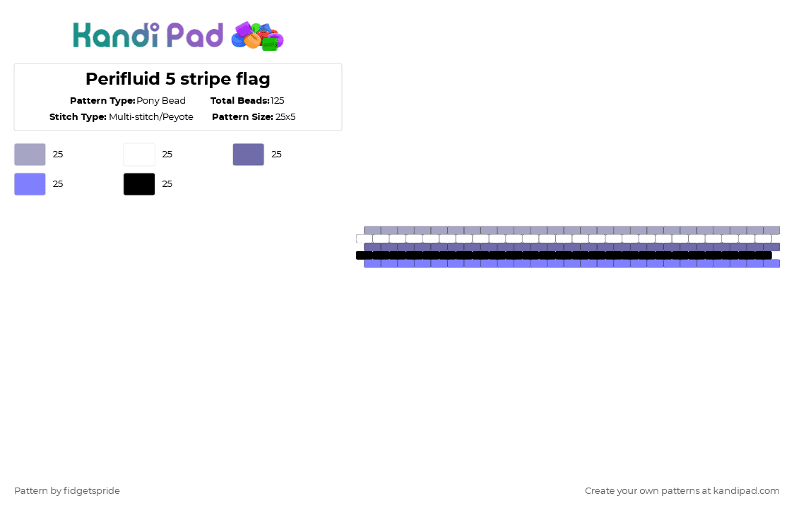 Perifluid 5 stripe flag - Pony Bead Pattern by fidgetspride on Kandi Pad - pink,blue,pride,pride flag,gender,perifluid,genderfluid