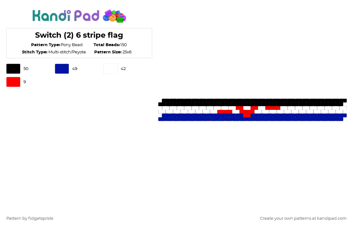 Switch (2) 6 stripe flag - Pony Bead Pattern by fidgetspride on Kandi Pad - purple,pride,pride flag,switch