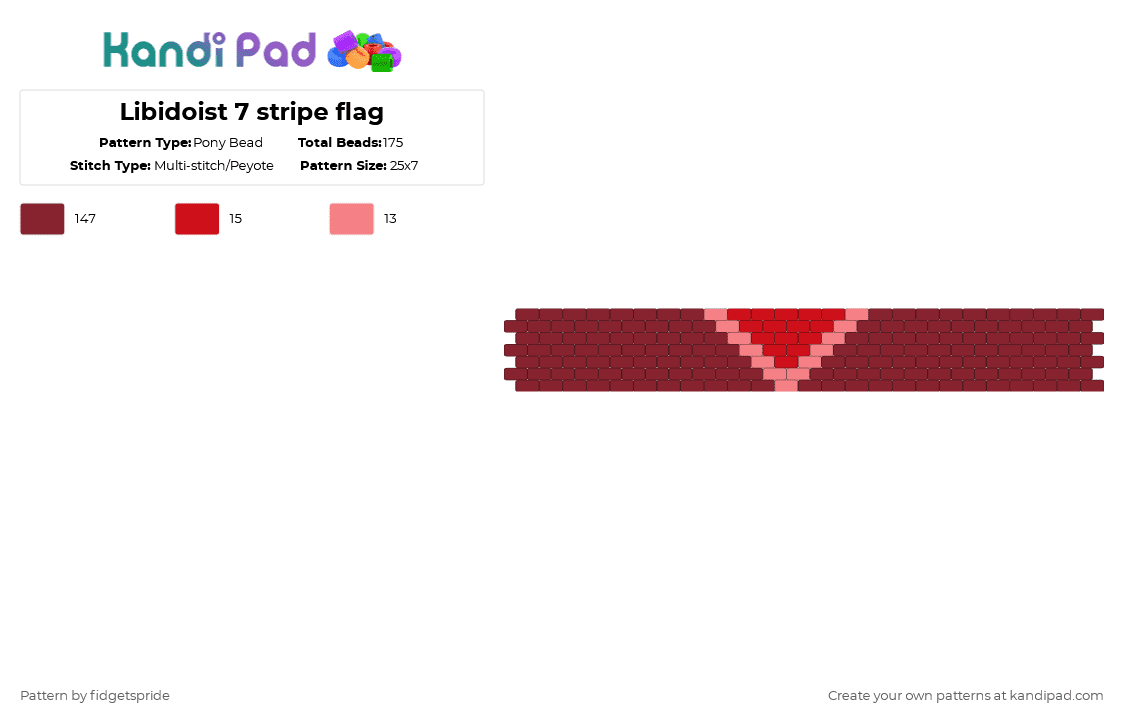 Libidoist 7 stripe flag - Pony Bead Pattern by fidgetspride on Kandi Pad - brown,pride,pride flag,libido,libidoist