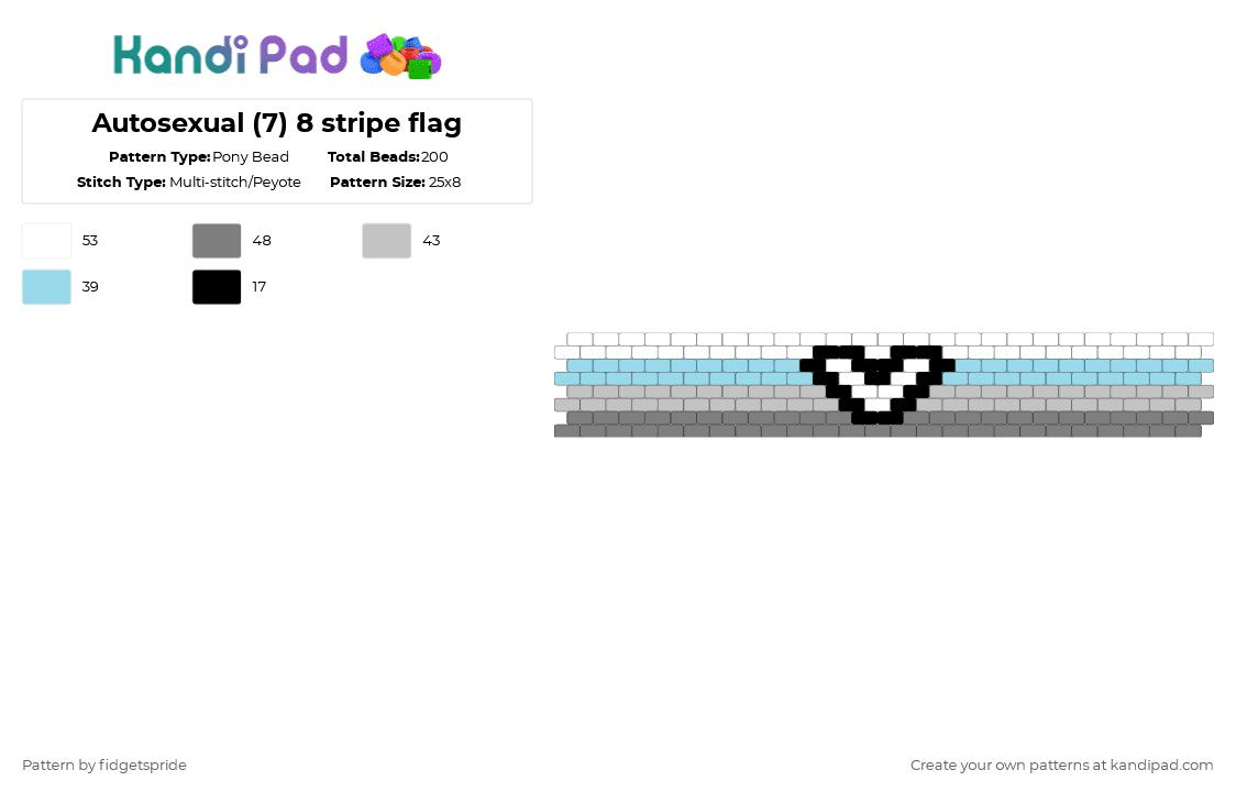 Autosexual (7) 8 stripe flag - Pony Bead Pattern by fidgetspride on Kandi Pad - gray,beige,pride,pride flag,sexuality,auto,autosexual