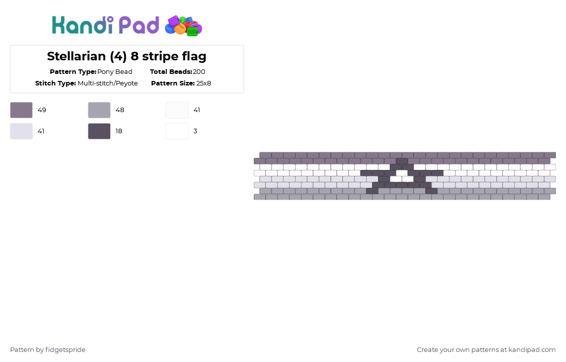 Stellarian (4) 8 stripe flag - Pony Bead Pattern by fidgetspride on Kandi Pad - gray,white,pride,pride flag,gender,stellarian