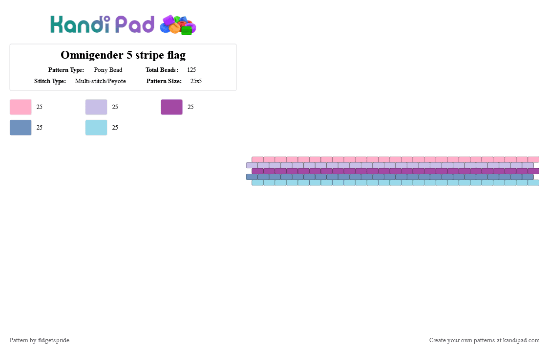 Omnigender 5 stripe flag - Pony Bead Pattern by fidgetspride on Kandi Pad - pink,light blue,pride,pride flag,omni,omnigender,gender