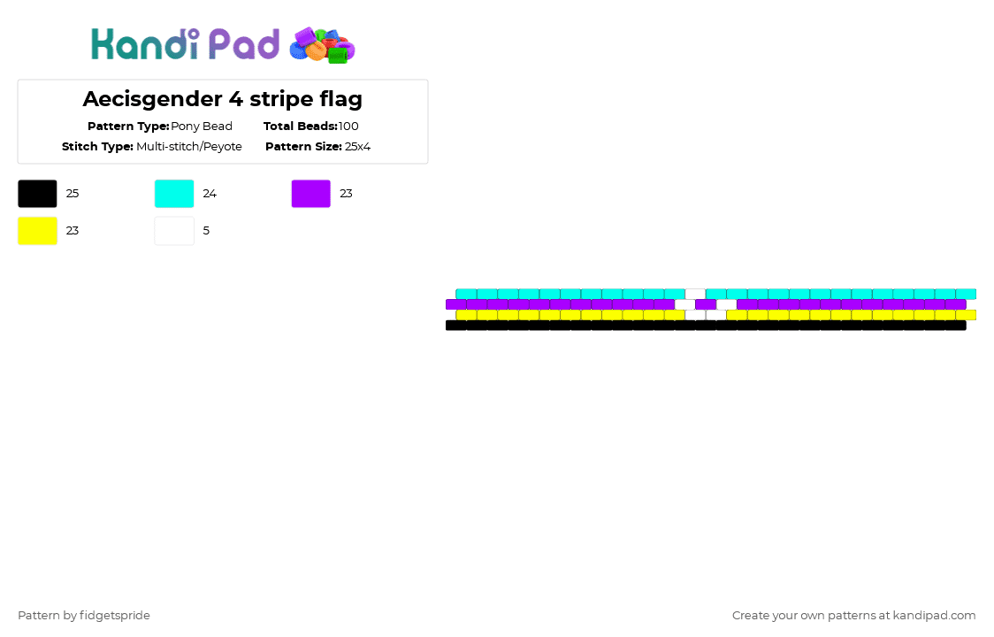Aecisgender 4 stripe flag - Pony Bead Pattern by fidgetspride on Kandi Pad - light blue,purple,yellow,pride,pride flag,intersex,gender,aecisgender