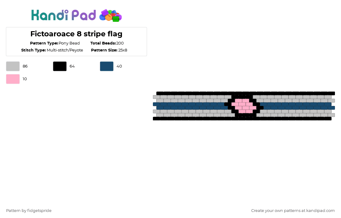 Fictoaroace 8 stripe flag - Pony Bead Pattern by fidgetspride on Kandi Pad - beige,pride,pride flag,ficto,fictosexual,aro,ace,aroace