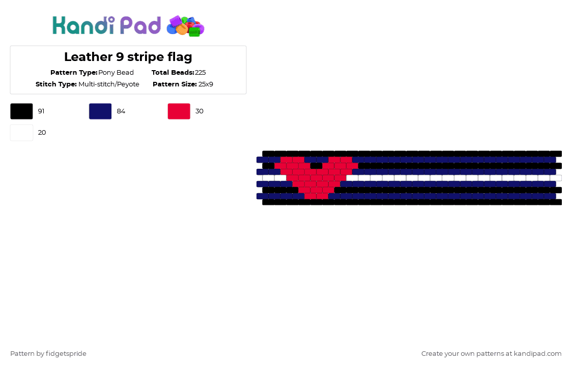 Leather 9 stripe flag - Pony Bead Pattern by fidgetspride on Kandi Pad - red,purple,pride,pride flag,kink,kink flags,leather