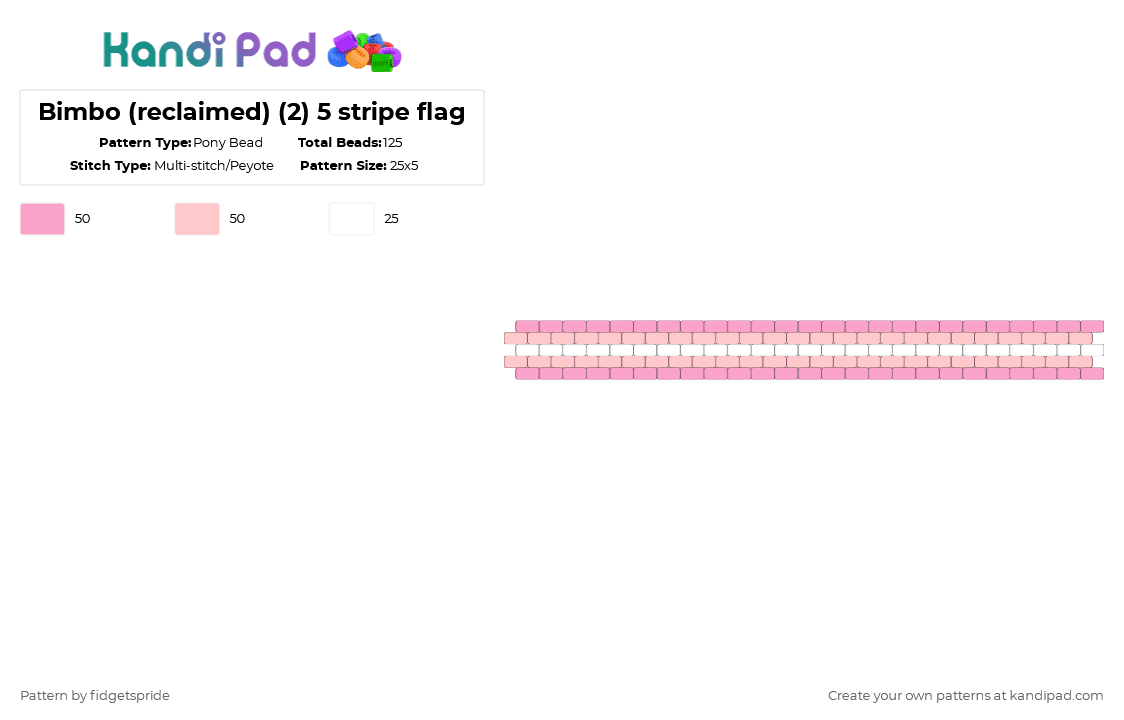 Bimbo (reclaimed) (2) 5 stripe flag - Pony Bead Pattern by fidgetspride on Kandi Pad - pink,beige,pride,pride flag,bimbo