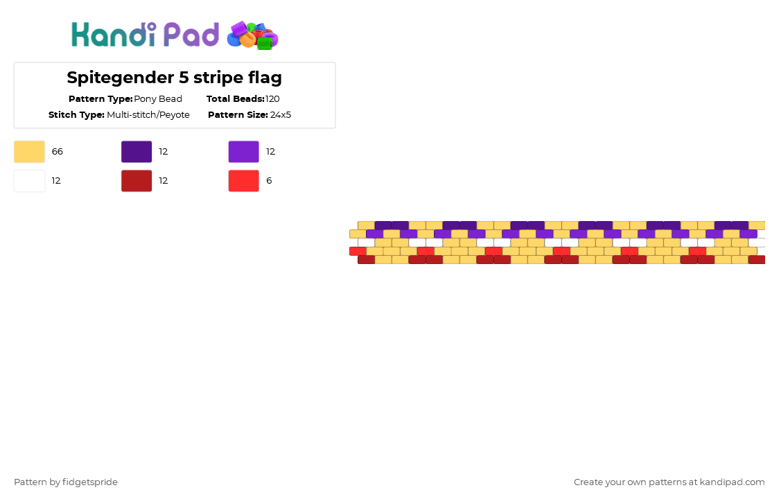 Spitegender 5 stripe flag - Pony Bead Pattern by fidgetspride on Kandi Pad - yellow,pride,pride flags,funny,gender,spitegender