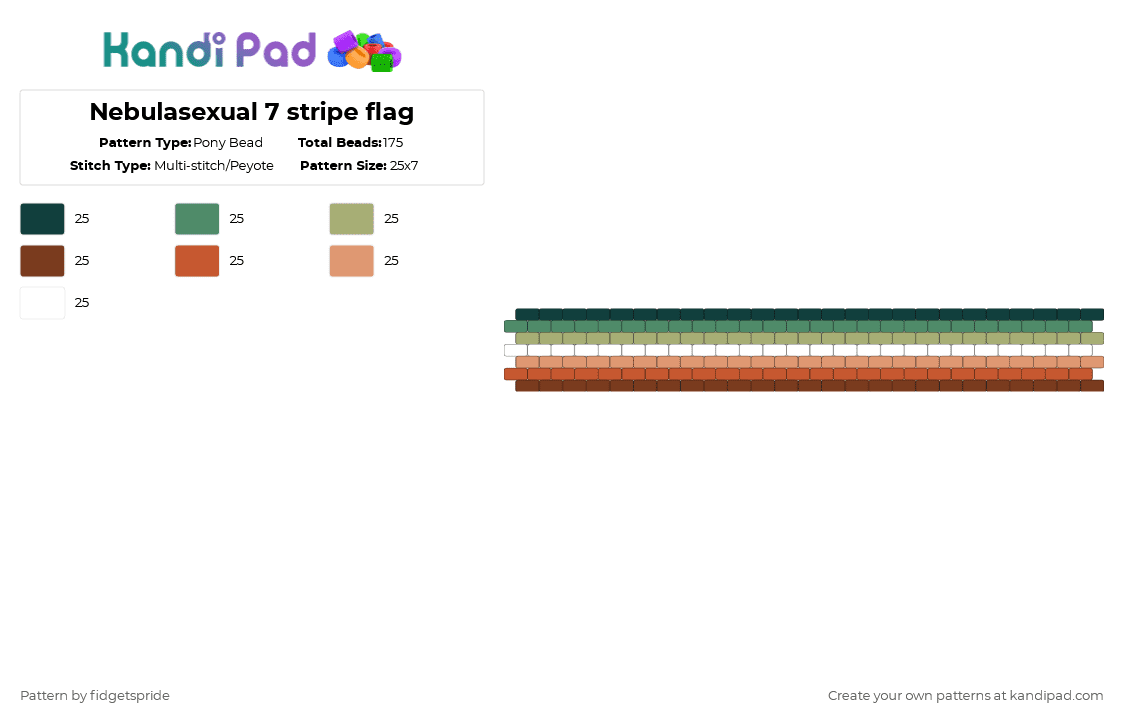 Nebulasexual 7 stripe flag - Pony Bead Pattern by fidgetspride on Kandi Pad - beige,red,colorful,pride,pride flag,nebulasexual