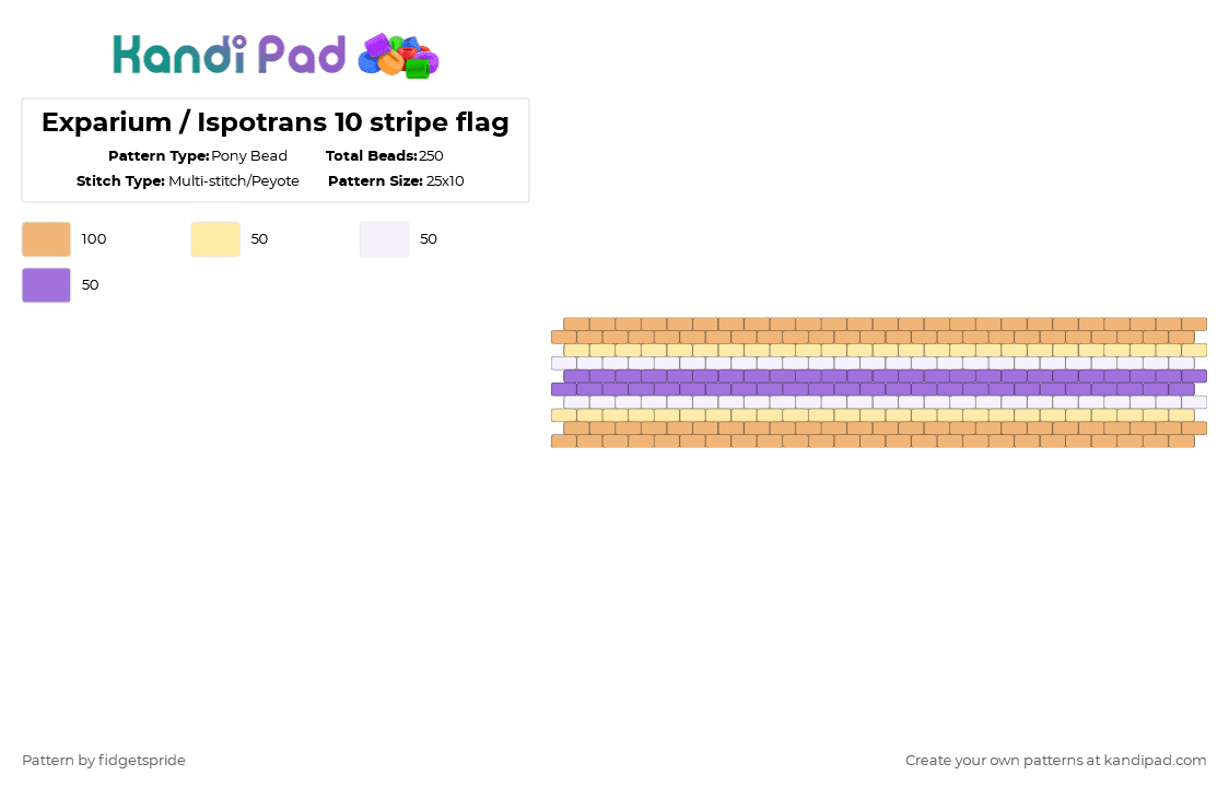 Exparium / Ispotrans 10 stripe flag - Pony Bead Pattern by fidgetspride on Kandi Pad - orange,pride,pride flags,intersex,exparium,ispotrans