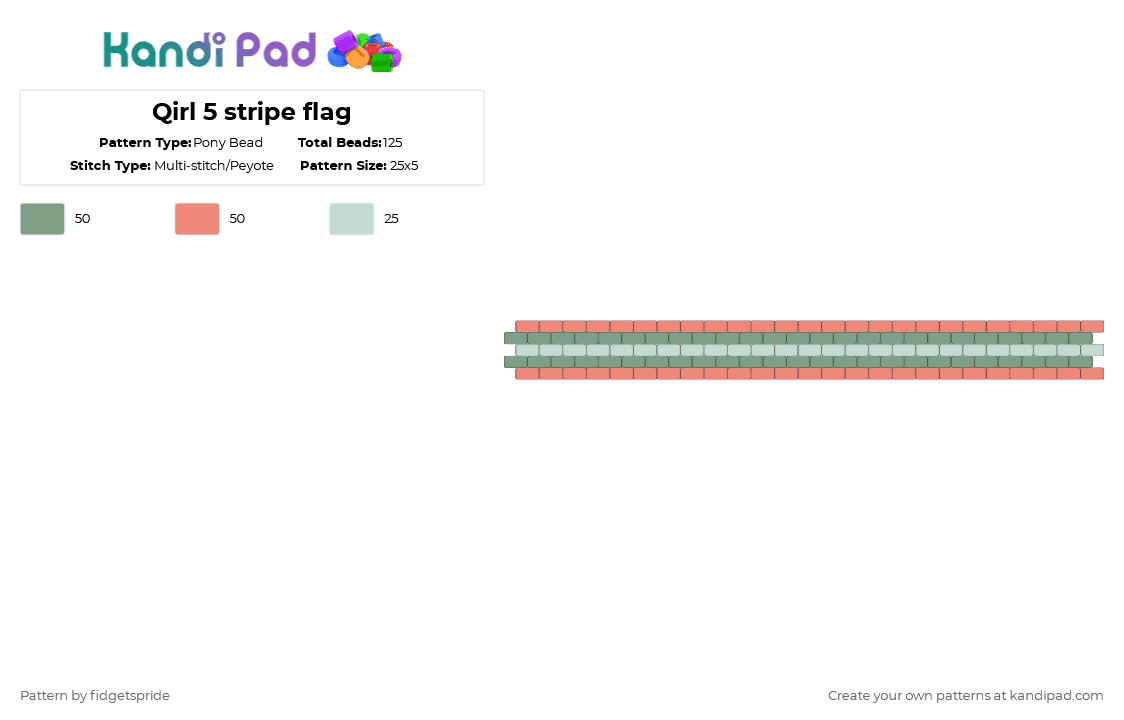 Qirl 5 stripe flag - Pony Bead Pattern by fidgetspride on Kandi Pad - teal,orange,pride,pride flag,black,black transgender,qirl