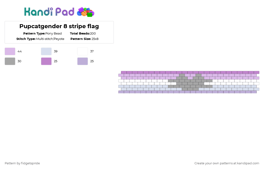 Pupcatgender 8 stripe flag - Pony Bead Pattern by fidgetspride on Kandi Pad - pink,pride,pride flag,xenic,gender,xenogender,catgender,pupgender,pupcatgender