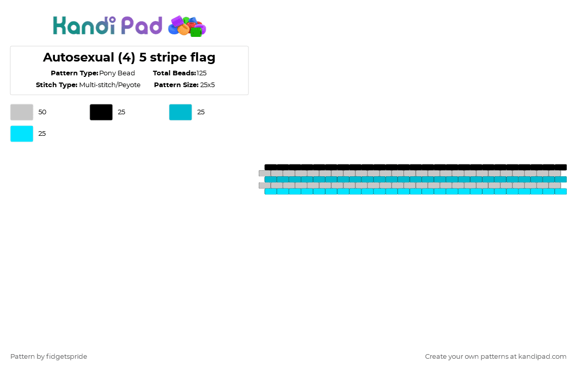 Autosexual (4) 5 stripe flag - Pony Bead Pattern by fidgetspride on Kandi Pad - beige,light blue,pride,pride flag,sexuality,auto,autosexual