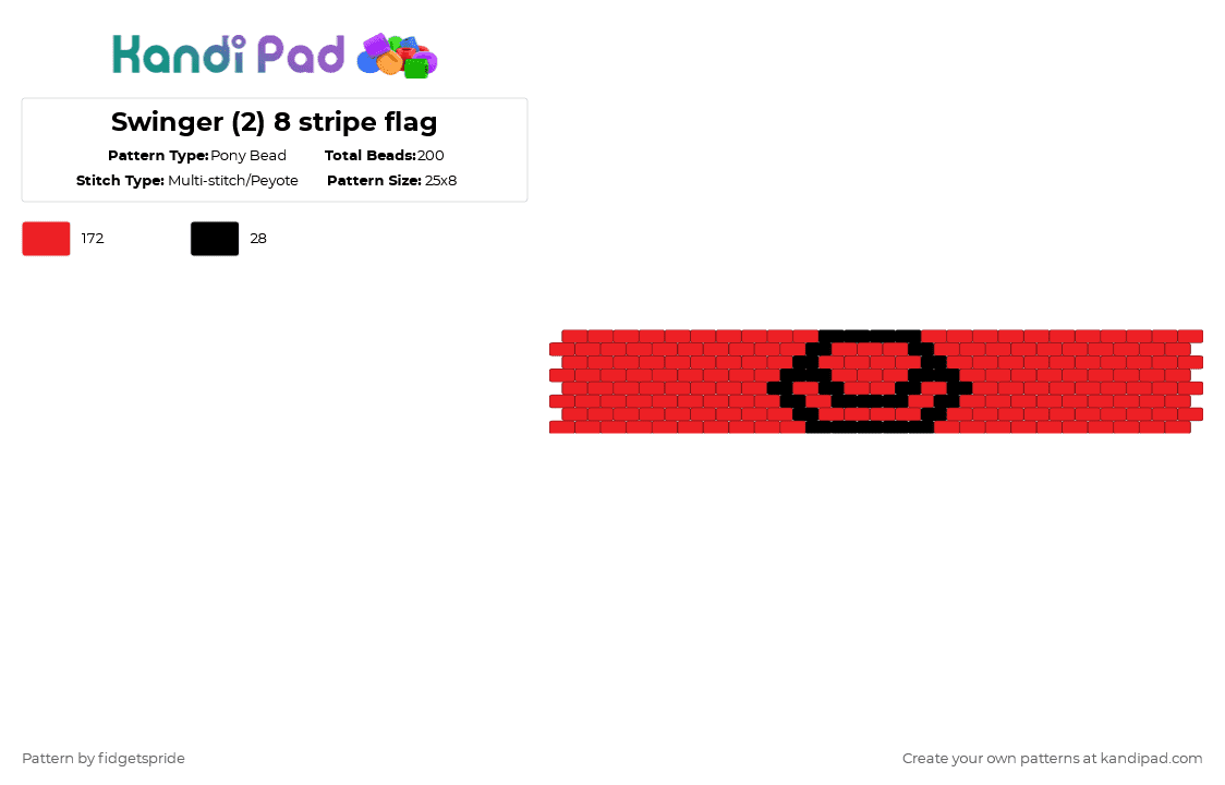 Swinger (2) 8 stripe flag - Pony Bead Pattern by fidgetspride on Kandi Pad - red,pride,pride flag,swinger