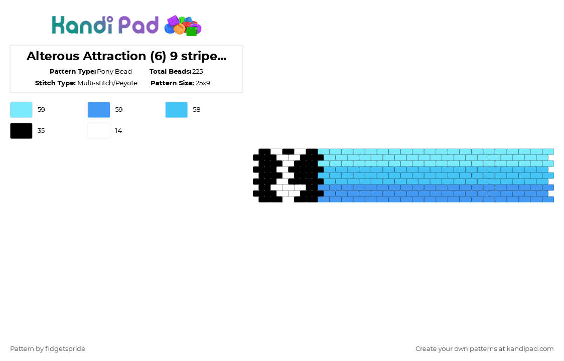 Alterous Attraction (6) 9 stripe flag - Pony Bead Pattern by fidgetspride on Kandi Pad - light blue,pride,pride flag,alterous,alterous attraction
