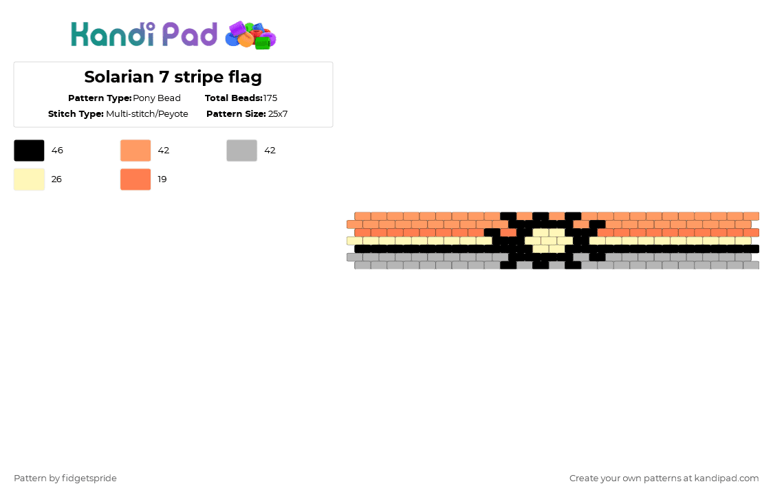 Solarian 7 stripe flag - Pony Bead Pattern by fidgetspride on Kandi Pad - orange,beige,pride,pride flag,solarian,gender
