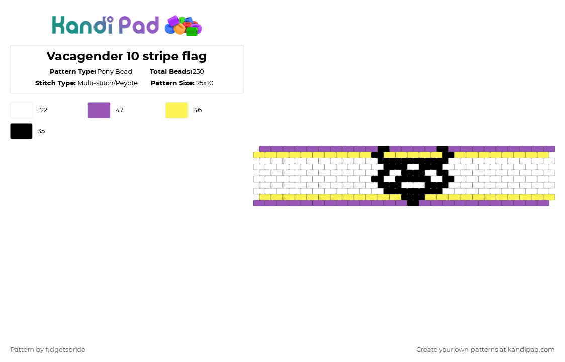 Vacagender 10 stripe flag - Pony Bead Pattern by fidgetspride on Kandi Pad - yellow,pink,pride,pride flag,intersex,vacagender
