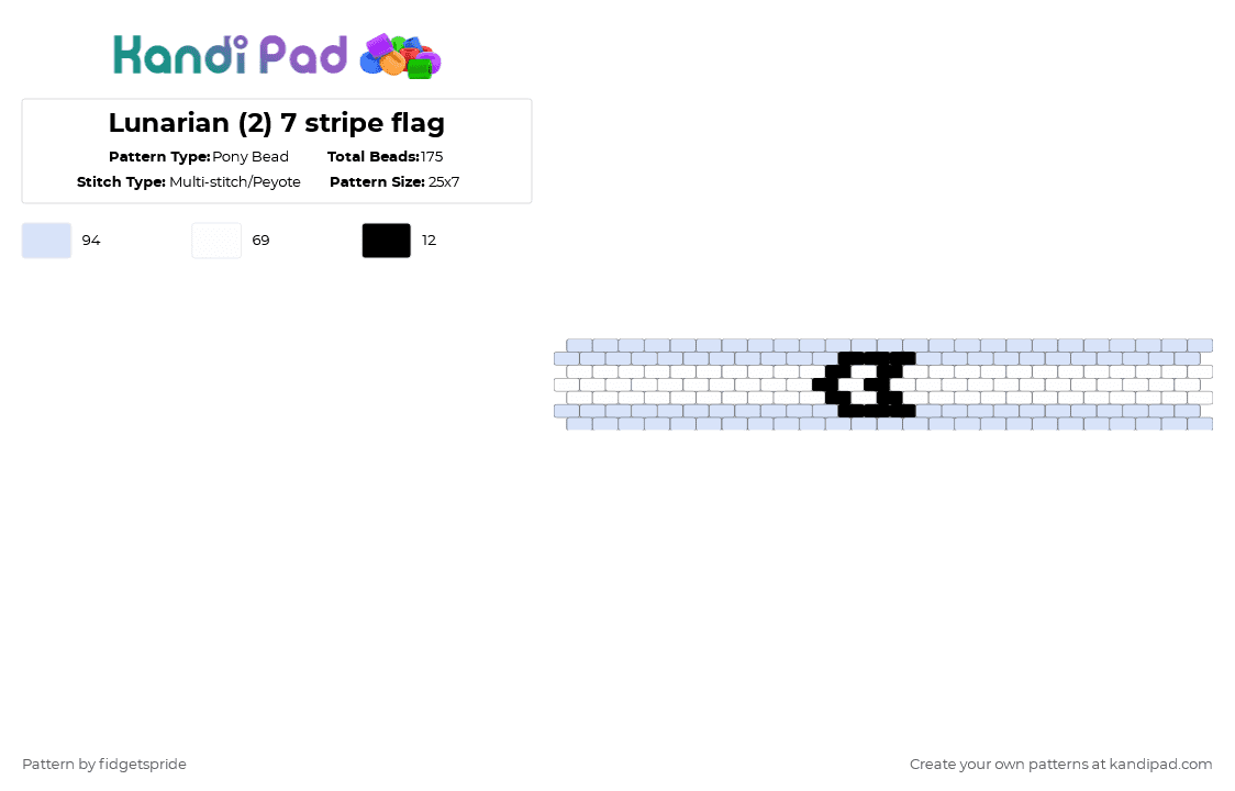 Lunarian (2) 7 stripe flag - Pony Bead Pattern by fidgetspride on Kandi Pad - white,pride,pride flag,gender,lunarian