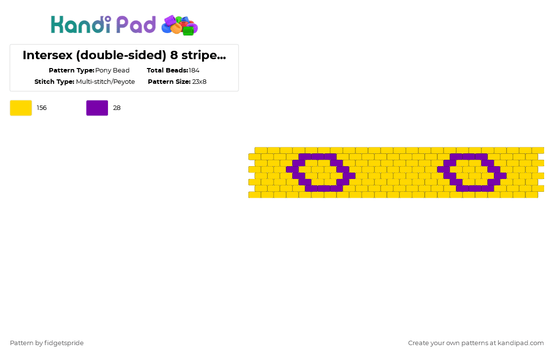 Intersex (double-sided) 8 stripe flag - Pony Bead Pattern by fidgetspride on Kandi Pad - yellow,pride,pride flag,intersex