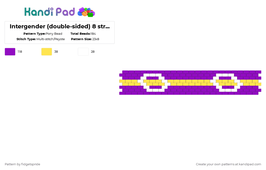 Intergender (double-sided) 8 stripe flag - Pony Bead Pattern by fidgetspride on Kandi Pad - purple,pride,pride flag,intersex,intergender