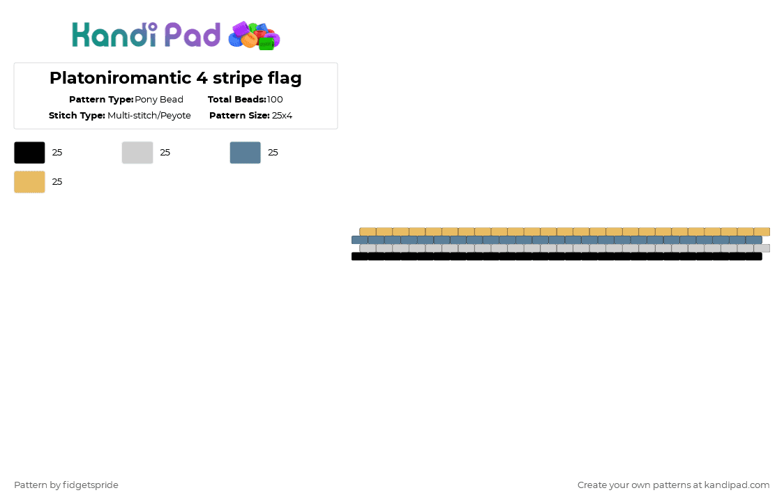 Platoniromantic 4 stripe flag - Pony Bead Pattern by fidgetspride on Kandi Pad - blue,orange,pride,pride flag,romantic,plato,platoni,platoniromantic