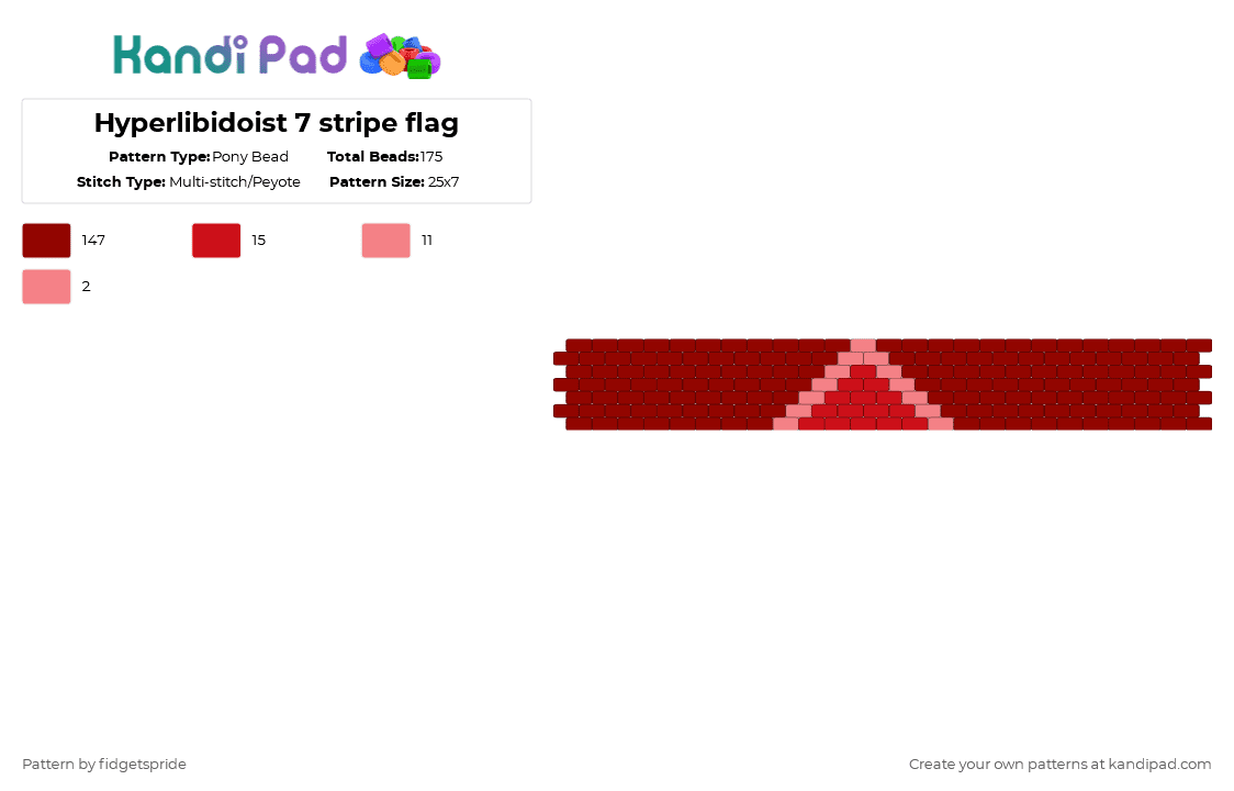 Hyperlibidoist 7 stripe flag - Pony Bead Pattern by fidgetspride on Kandi Pad - red,pride,pride flag,libido,hyperlibidoist