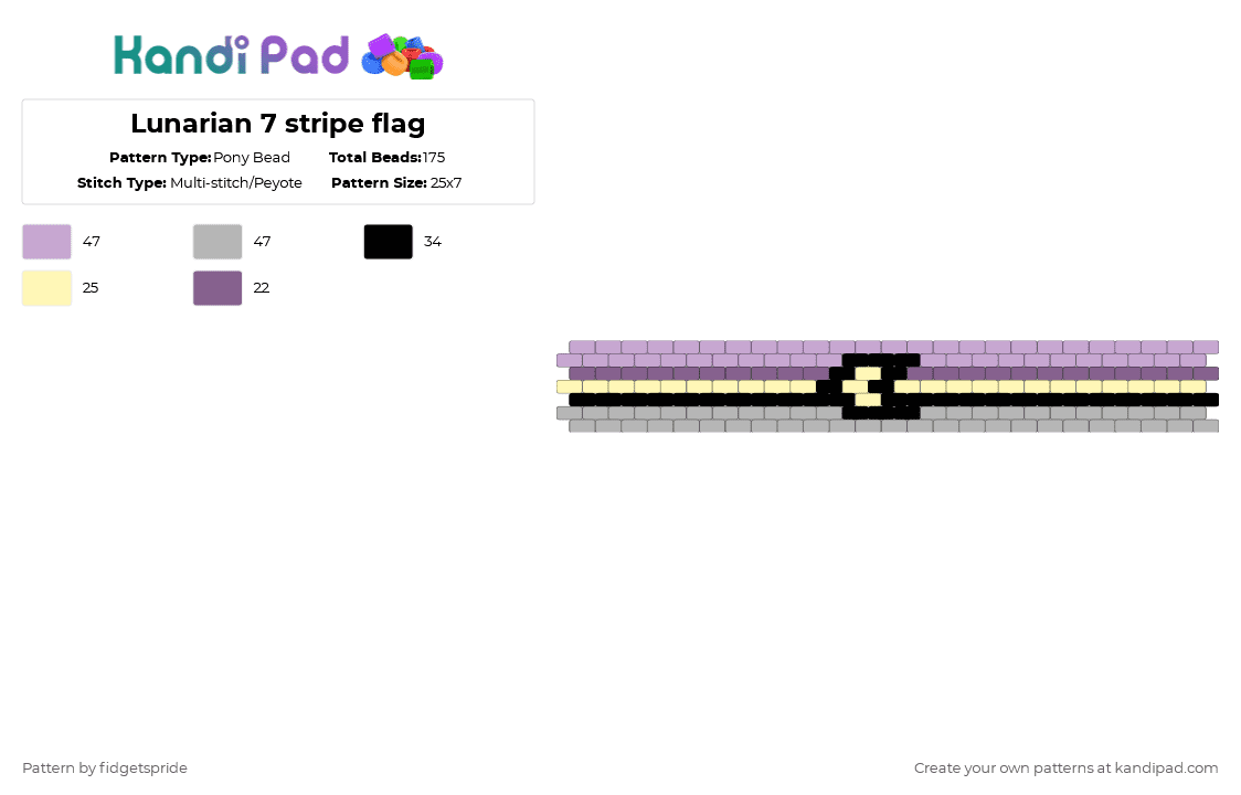 Lunarian 7 stripe flag - Pony Bead Pattern by fidgetspride on Kandi Pad - pink,beige,pride,pride flag,gender,lunarian