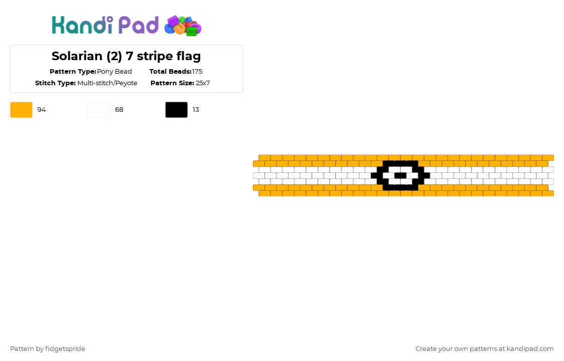 Solarian (2) 7 stripe flag - Pony Bead Pattern by fidgetspride on Kandi Pad - orange,white,pride,pride flag,solarian,gender