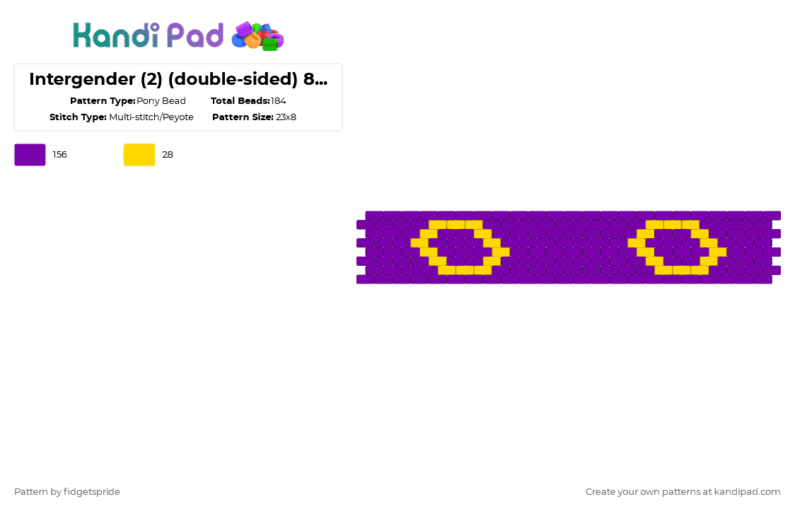 Intergender (2) (double-sided) 8 stripe flag - Pony Bead Pattern by fidgetspride on Kandi Pad - purple,pride,pride flag,intersex,intergender